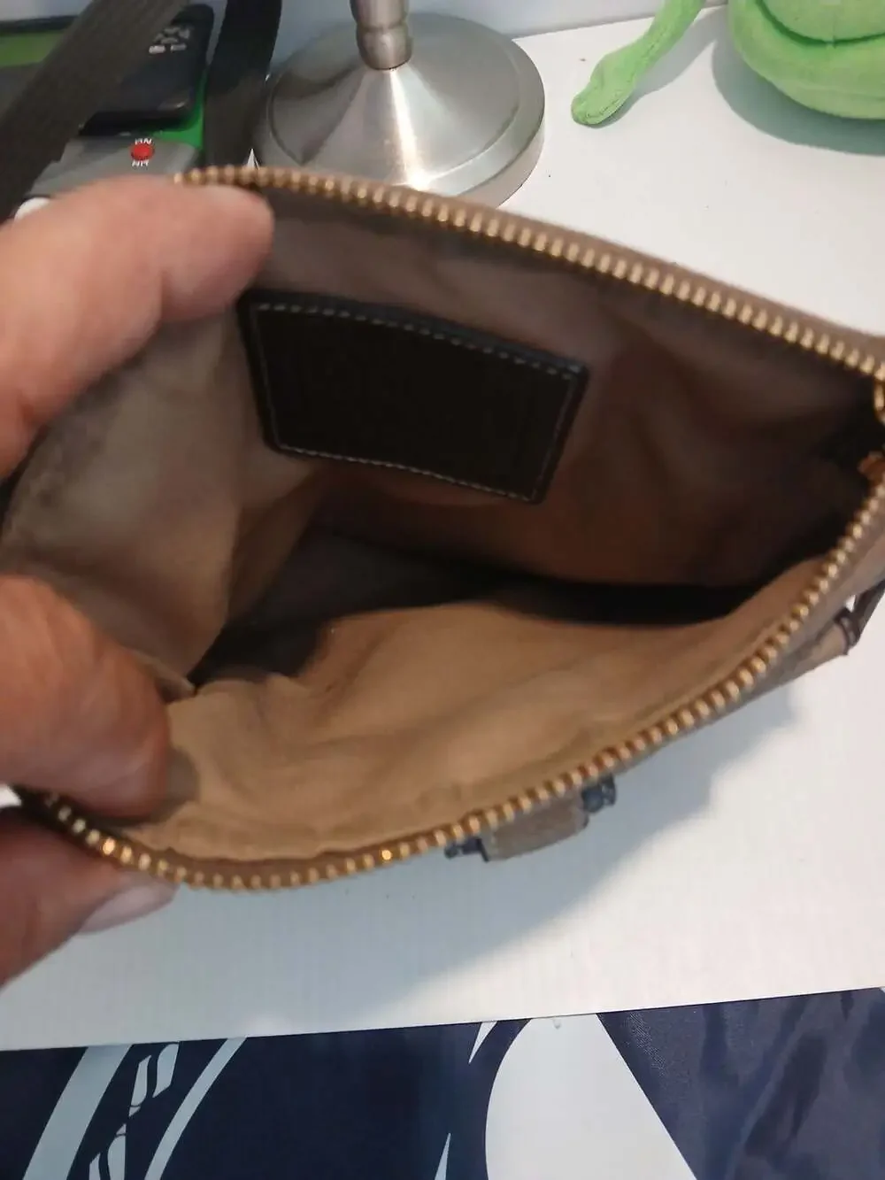 Coach Suede Crossbody Bag Brown Leather Trim